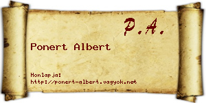 Ponert Albert névjegykártya